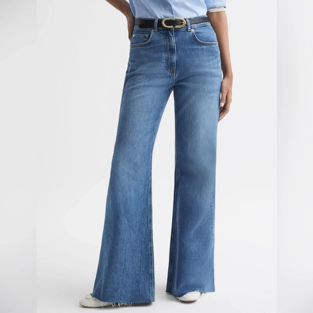 REISS CALLA MID RISE WIDE LEG JEANS - Picture 1 of 10